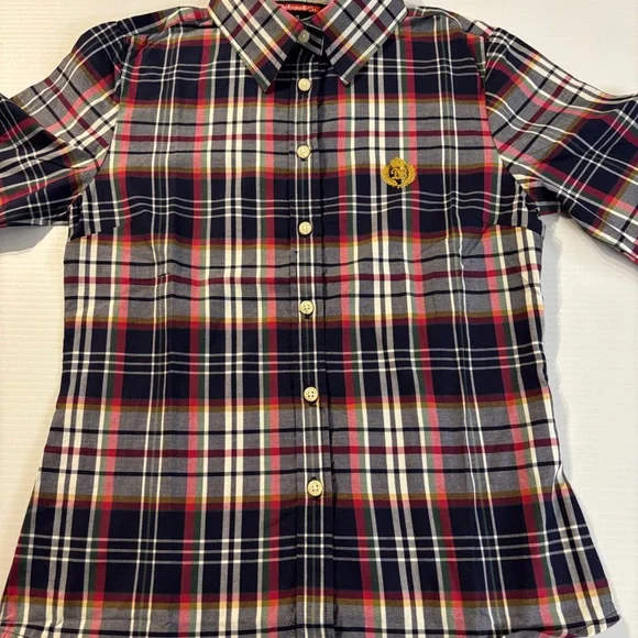 Women's Plaid Button-Up Blouse - Picture 1 of 8